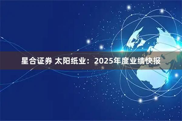 星合证券 太阳纸业：2025年度业绩快报
