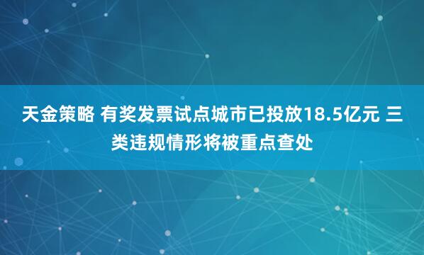 天金策略 有奖发票试点城市已投放18.5亿元 三类违规情形将被重点查处