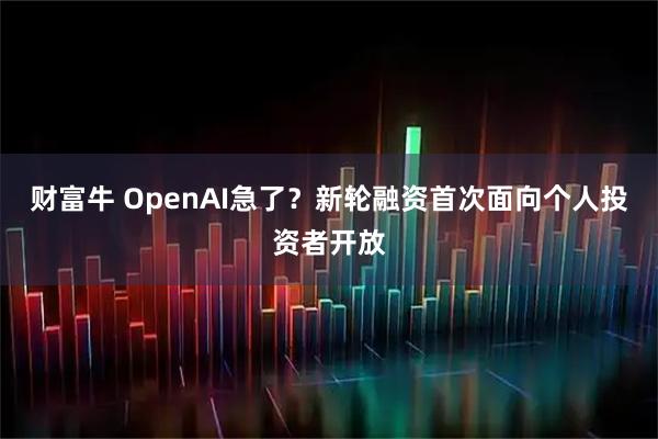 财富牛 OpenAI急了?新轮融资首次面向个人投资者开放