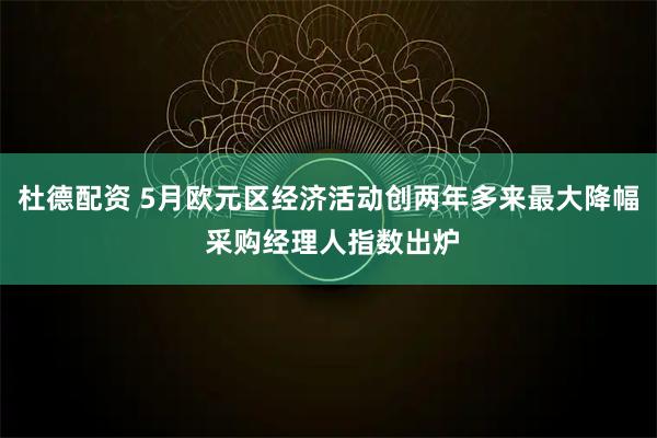 杜德配资 5月欧元区经济活动创两年多来最大降幅 采购经理人指数出炉