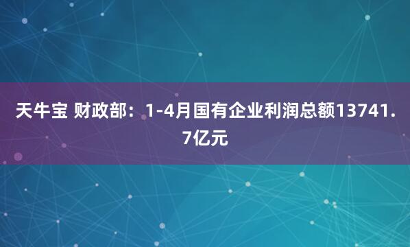天牛宝 财政部：1-4月国有企业利润总额13741.7亿元