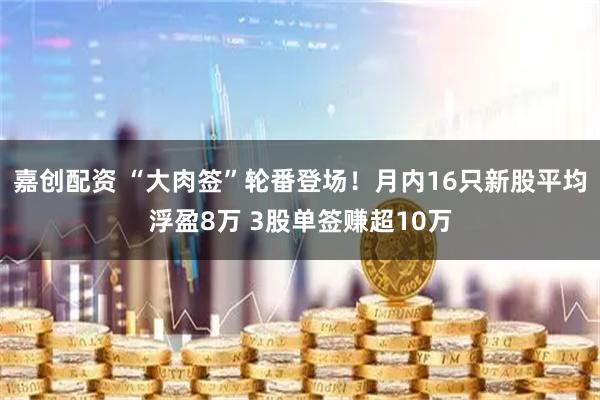嘉创配资 “大肉签”轮番登场！月内16只新股平均浮盈8万 3股单签赚超10万
